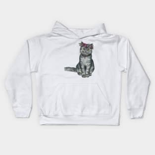 Flower Crown Cat Kids Hoodie